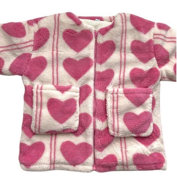 Lola + The Boys Fuzzy Hearts Jacket size 6 - Picture 3 of 6